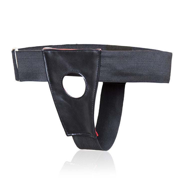 Faux Leather Thong Black Middle Hollow Underwear Pants