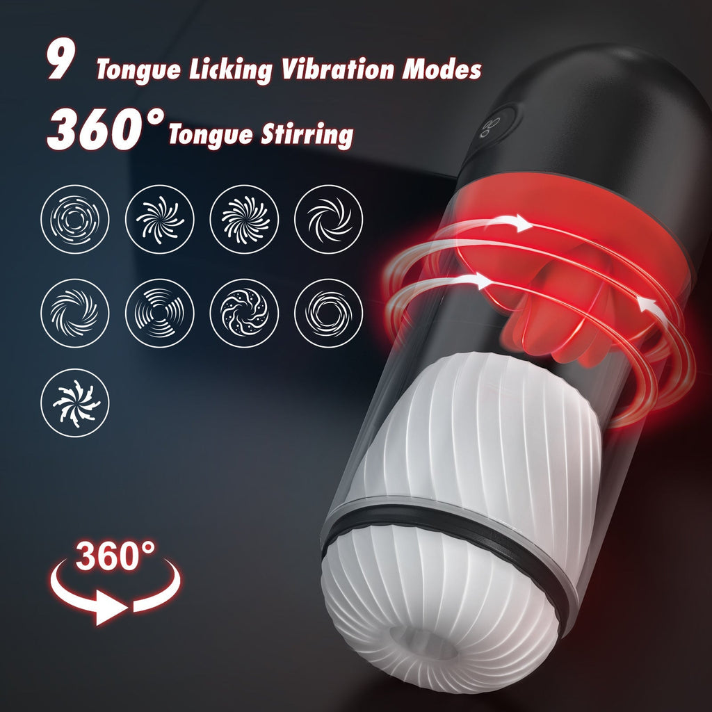 Automatic 360¡ã Tongue Licking Male Masturbation Cup Licking Blowjob Masturbator with 9 Powerful Modes