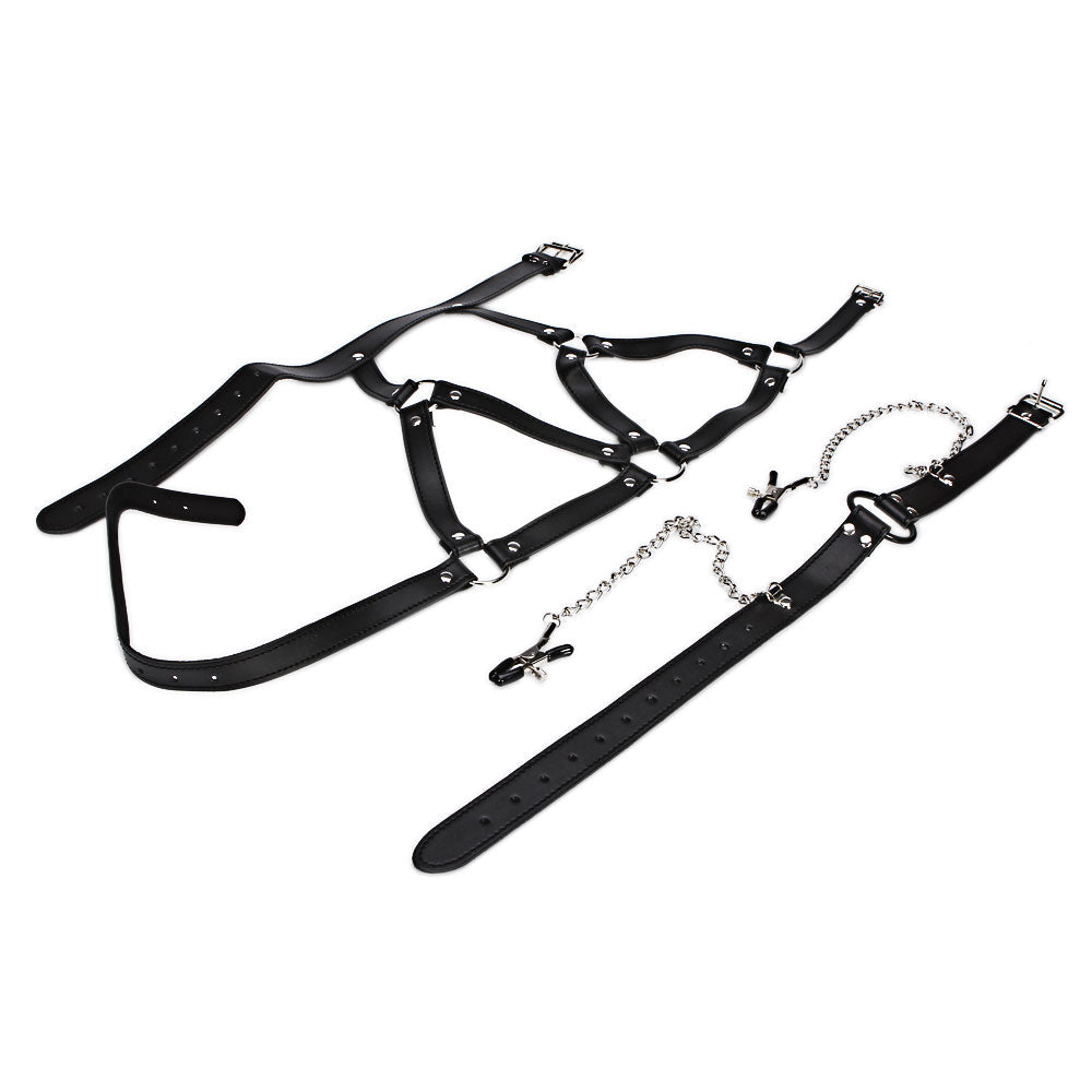Sex Toys Bondage Restraints With Nipple Clamps Black