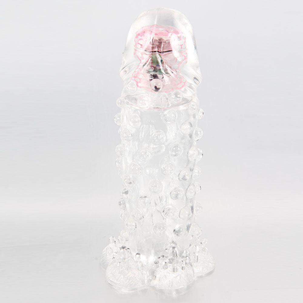 Silicone Vibrating Penis Crystal Sleeve Male Sex Toys Transparent