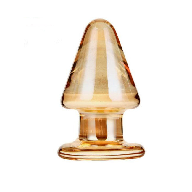 New Golden Big Anal Plug Glass Dildo Sex Toys G-spot Male Masturbator