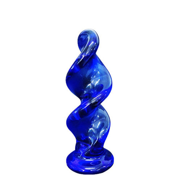 44mm Blue Pyrex Glass Screw Anal Dildo Butt Plug Adult Sex Toy