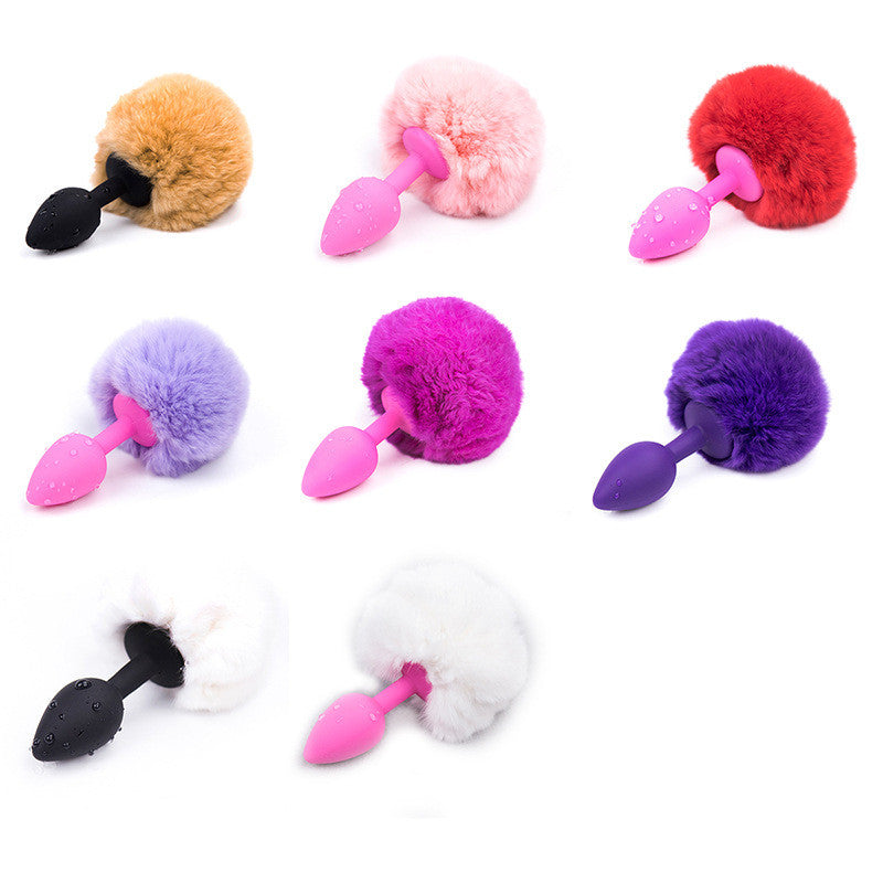 Silicone Anal Plug Faux Bunny Tail Butt Plug Sex Toy Pink