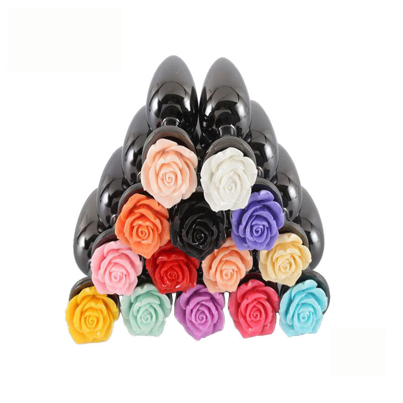 Black Stereoscopic Rose Anal Plug Metal Stainless Steel Adult Sex Toys Butt Plug Sex Toys