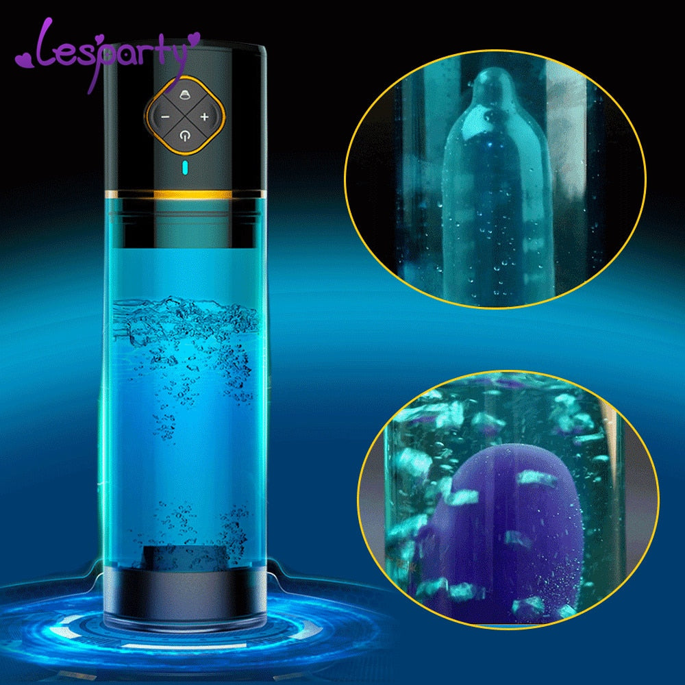 Rechargeable Water Bath Penis Enlargement Pump Electric Penis Pump Vacuum Masturbation Cup Automatic Penis Extender Trainer