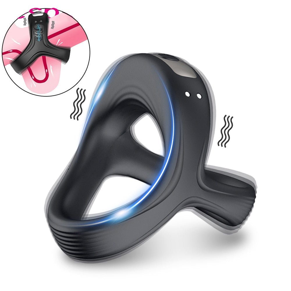 Male Triangle Ring USB Rechargeable Vibrating Massage Delayed Ejaculation Ring Helps with Erections