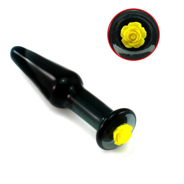 Crystal Glass Anal Plug with G-spot Massager Dildo Sex Massager Black