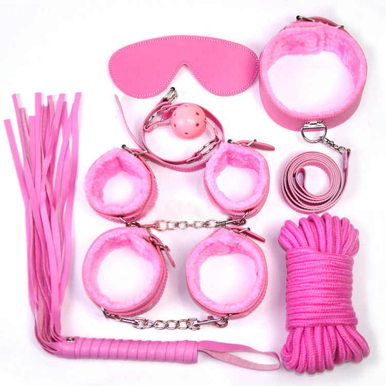 [Deal]BDSM 7pcs Lovers Woollen SM Adult Sex Toys Bondage Restraint Set Handcuffs Whip Rope Games